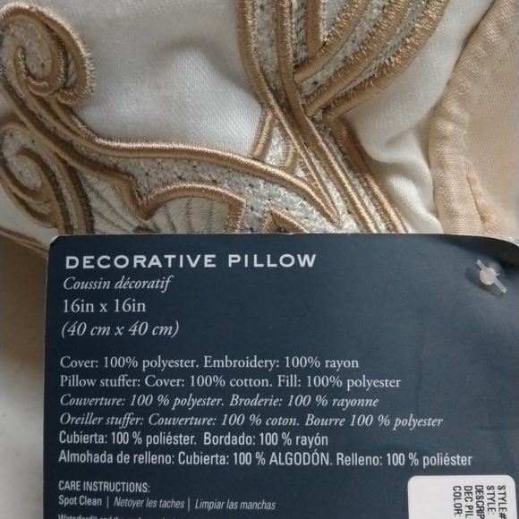 Waterford Pearl Belissa 16 in X 16 in Embroidered Square Pillow - Picture 5 of 5